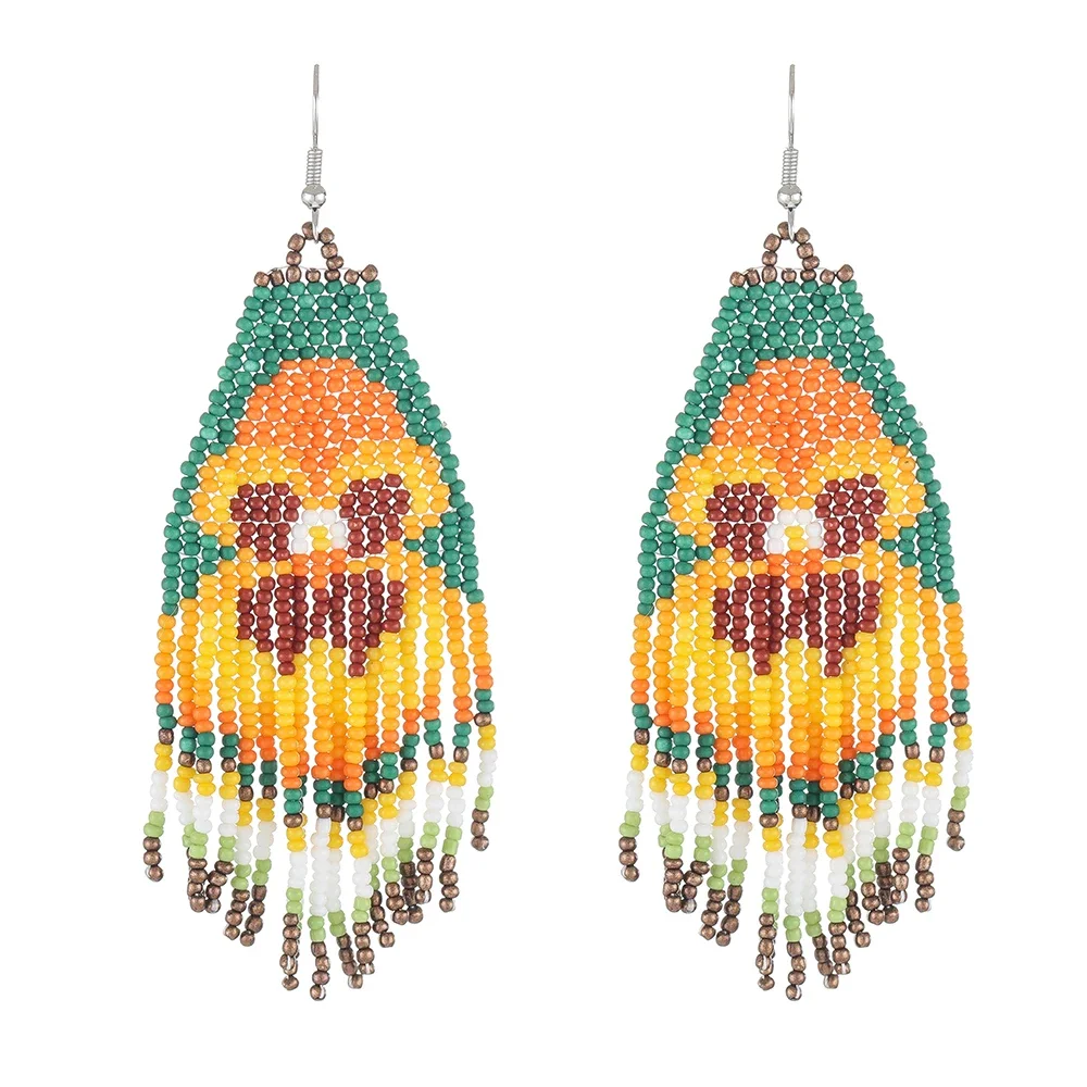 2025 اليدوية أقراط من الخرز شرابة البومة الهندسة الحياكة اليدوية بوهيميا التدرج اللون أقراط مطرزة للنساء #1