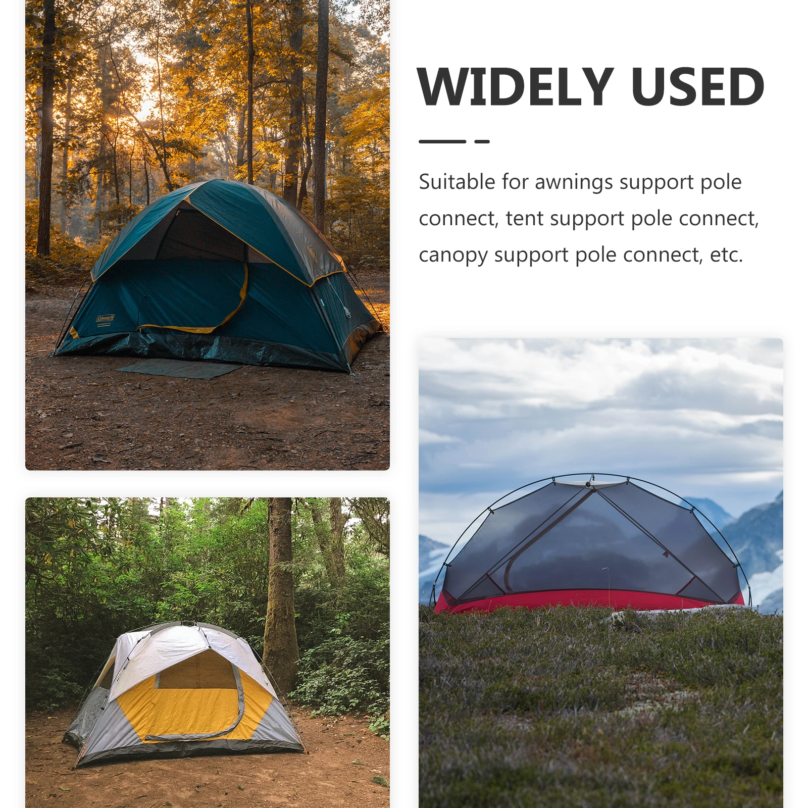 

Tent Pole Repair Connector Accessories Tarp Outdoor Camping Kit Plastic for Tents Joint Awning Support