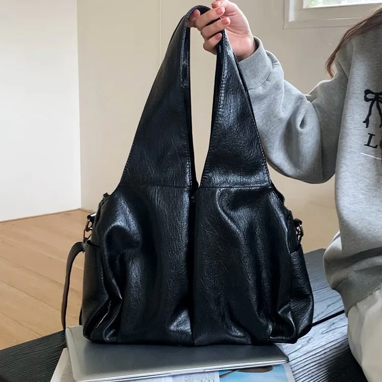 

Large Capaci Casual Tote Bag Women's Single oulder Soft Surface Vintage Sle Crossbody Bag for Daily Use