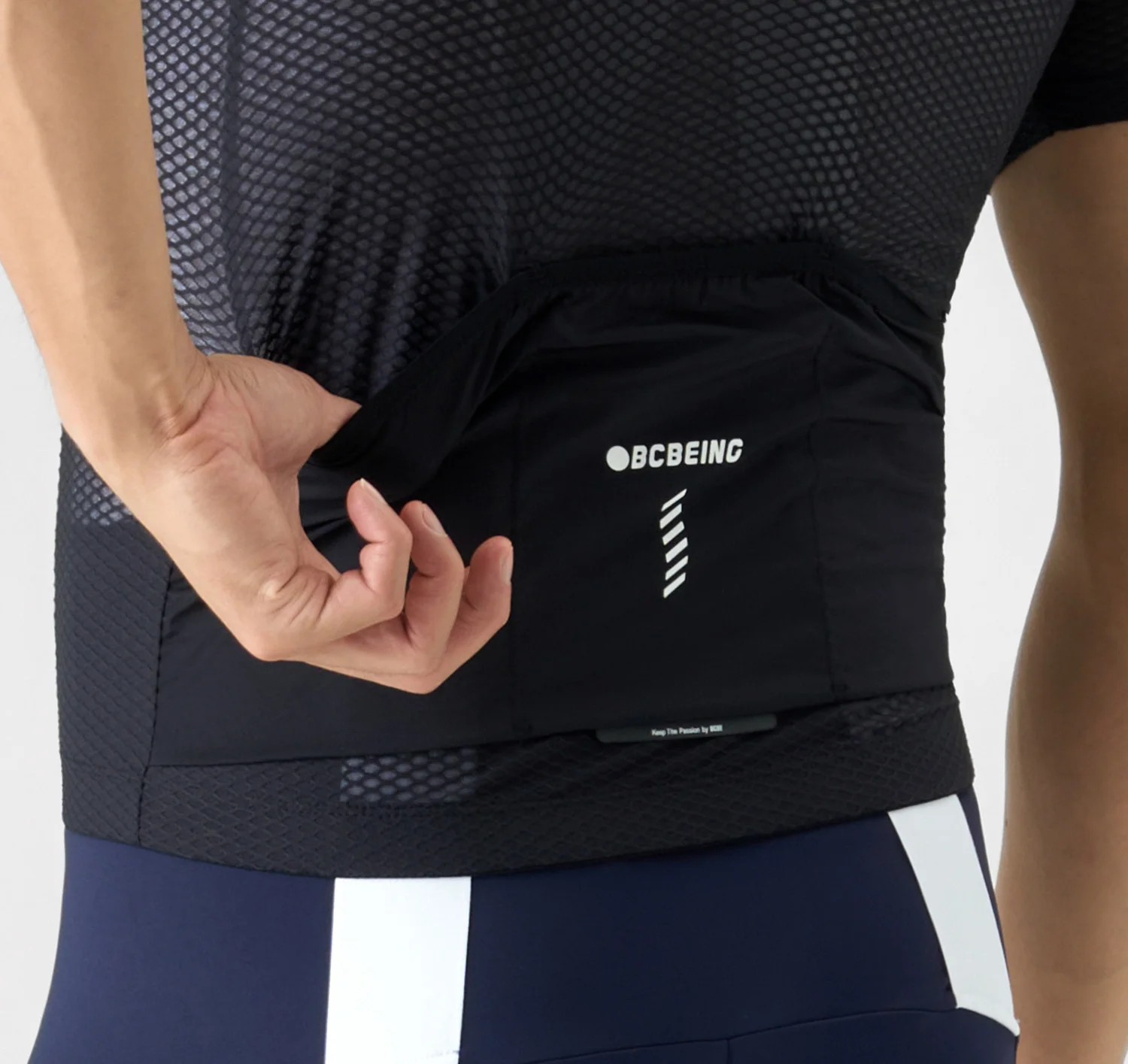 BCBE-ING Herren-Profi-Radtrikot, kurzärmelig, schmale Passform, Netzstoff, Rennrad-Shirt, Kleidung, Maillot Ciclismo Hombre, mit Taschen – Detail 6