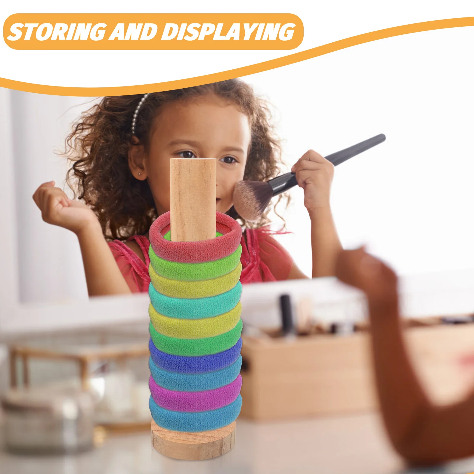 حامل ربطة شعر خشبي أنيق لسطح المكتب رف Scrunchy للمنزل إكسسوارات الشعر منظم تخزين حامل أداة العرض