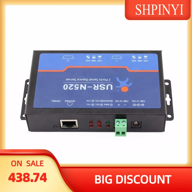 

USR-N520 Последовательный преобразователь RS232 RS485 в Ethernet TCP/IP с Modbus RTU в TCP и веб-сервером