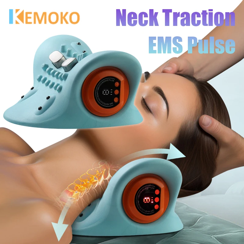 

NEW Electric Cervical Massager Neck Acupoint Point Vibration Massage Pillow Heated Neck Correction Traction Support Pain Relief