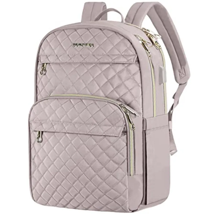 

Laptop Backpack for Women 15.6 Inch Stylish Daypack with USB Charging Port Water-repellent Nylon Backpack for Travel/Business