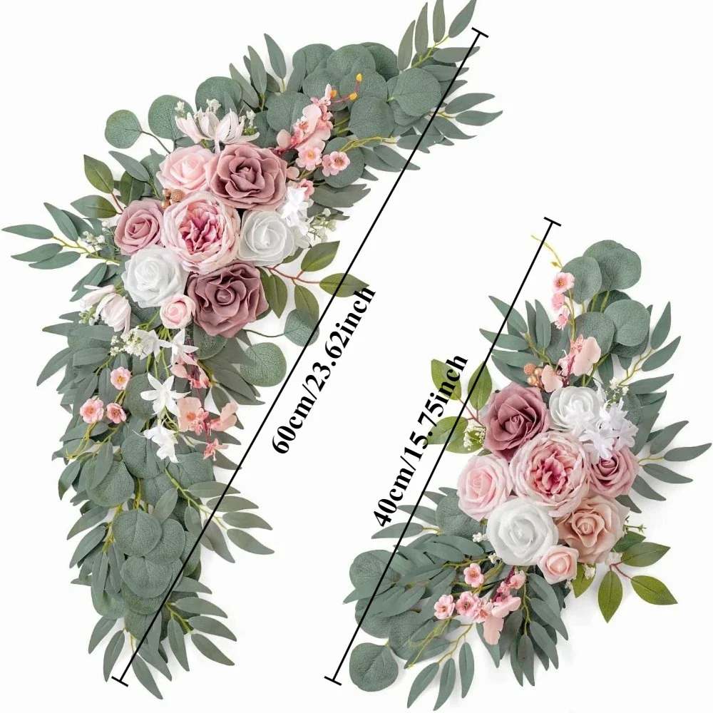 Romantische weiße künstliche Hochzeitsblumen, künstliche Bogenblumen, künstlicher Hochzeitsbogen, Blumen-Set, Hochzeit, Willkommensschild, Dekor – Detail 17