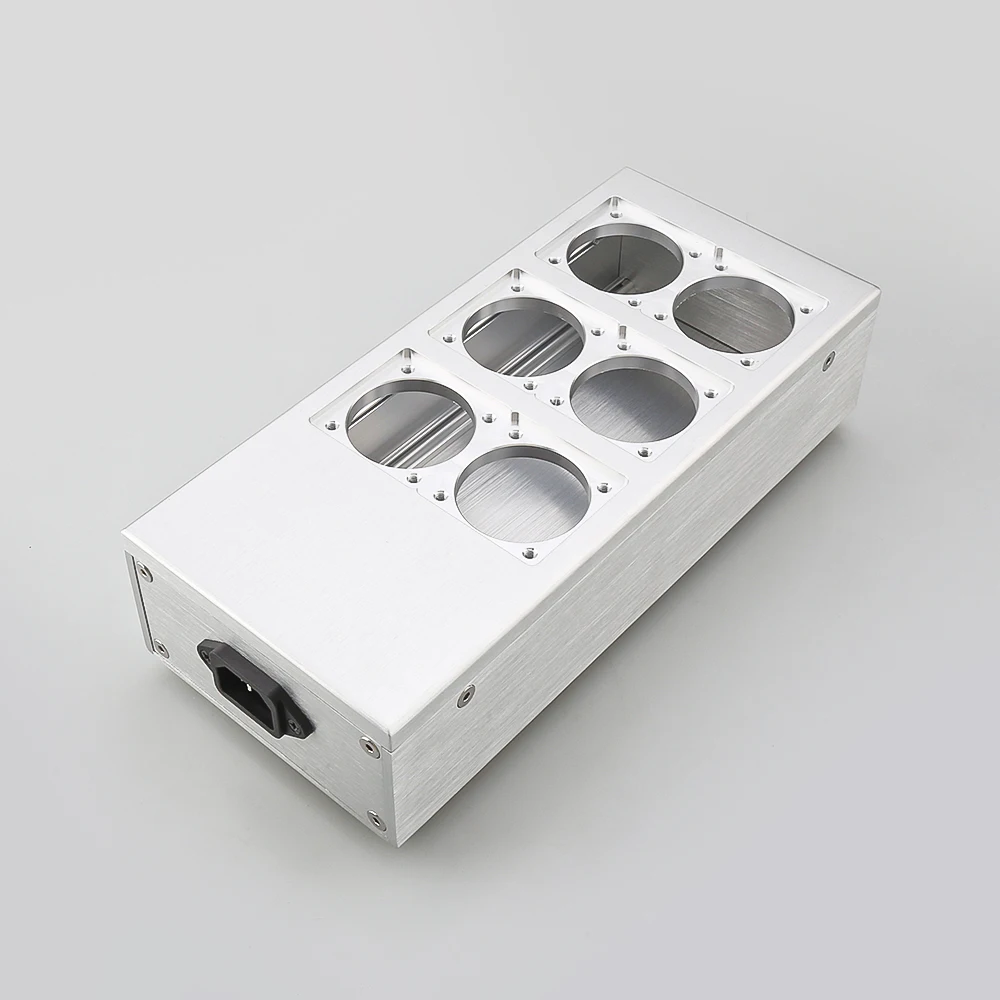 

Hi-End EU AC Power Socket Supply Distributor Aluminum Shell 6 Outlet BOX for DIY HIFI Chassis silver