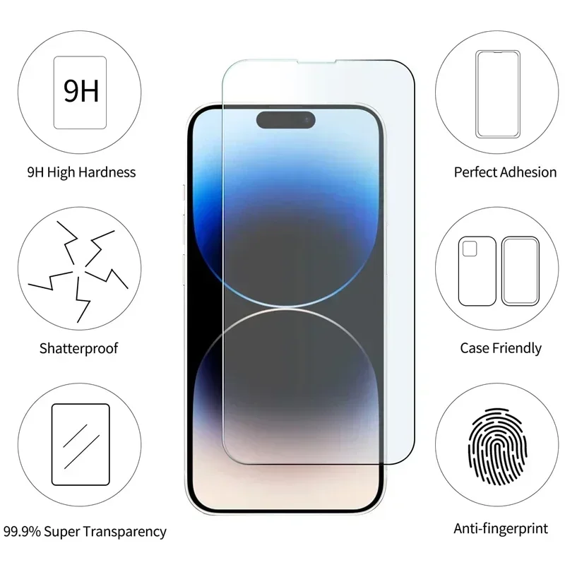 5Pcs Tempered Glass Screen Protector for IPhone 16 15 14 13 12 11 Pro Max 12 13Mini XS XR X 8 7 6S Plus SE 2022 Clear Film Cover image 2