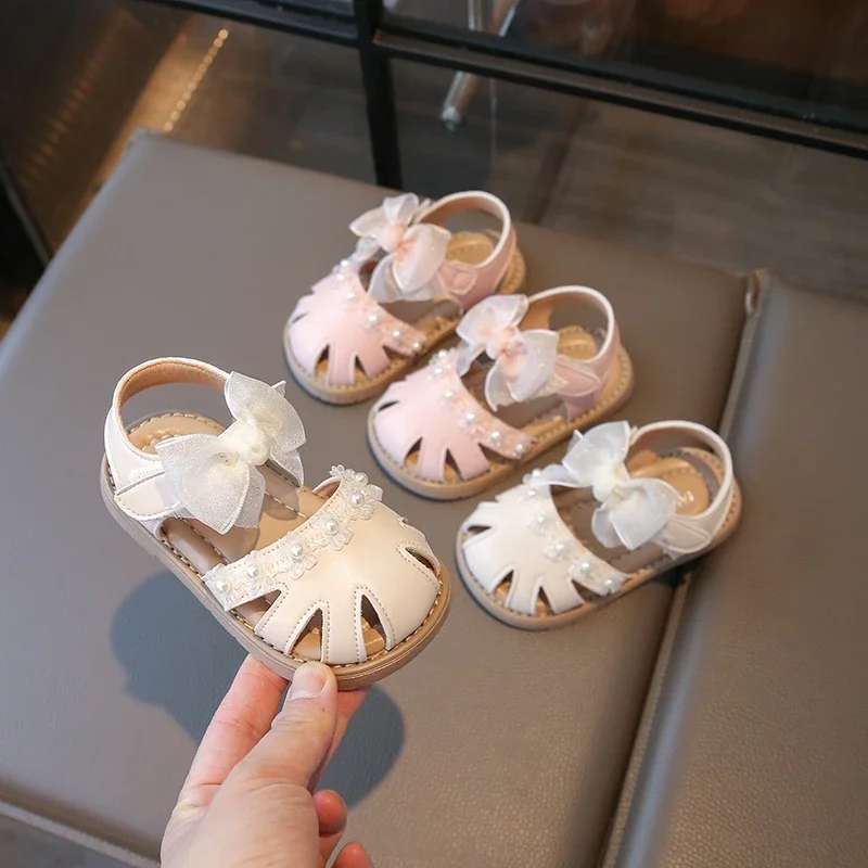 

Toddler Girls Sandals Sweet Lace Bowknot Children Fashion Princess Shoes Elegant Summer Versatile Kids Causal Flat Sandals Trend