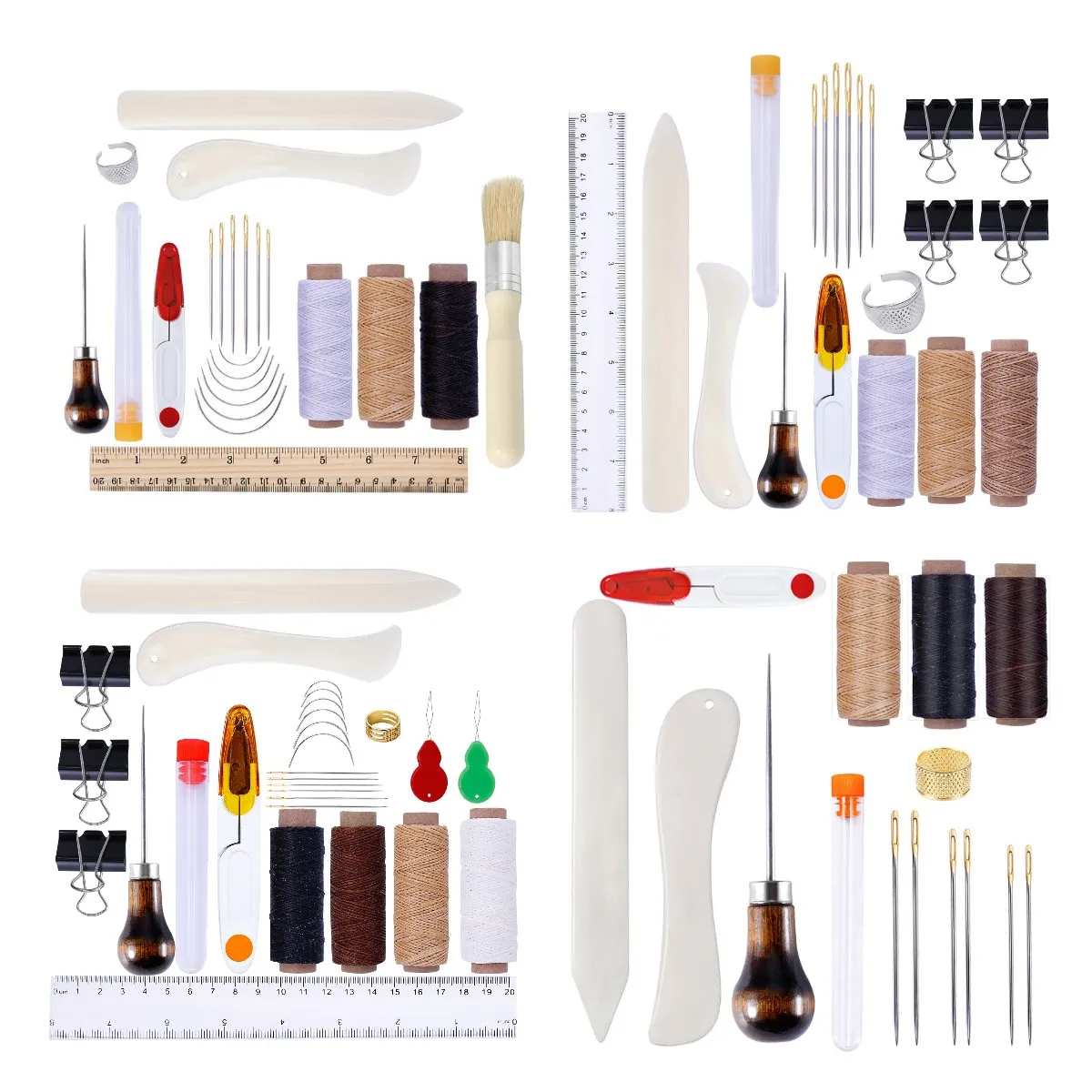 Bookbinding Kit Starter Tools Set Bone Folder Paper Creaser, Encerado Thread, Awl, para DIY Bookbinding Artesanato e Costura Suprimentos