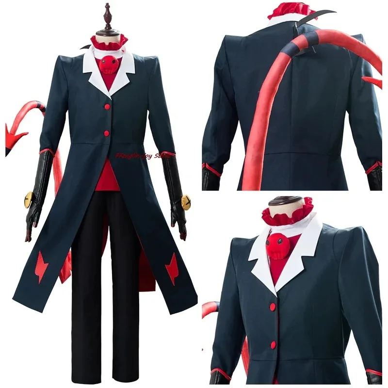 Kostum Cosplay Anime Hazbin Lucifer Hotel Charlie Morningstar Vaggie Blitzo AD Angel Dust Pakaian Cosplay Setelan Pesta Halloween