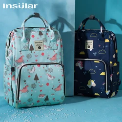 Bolsas de mamá INSULAR, paquetes de doble hombro para madres, mochilas para pañales de bebé, paquete colgante para cochecito, gran capacidad, impermeable