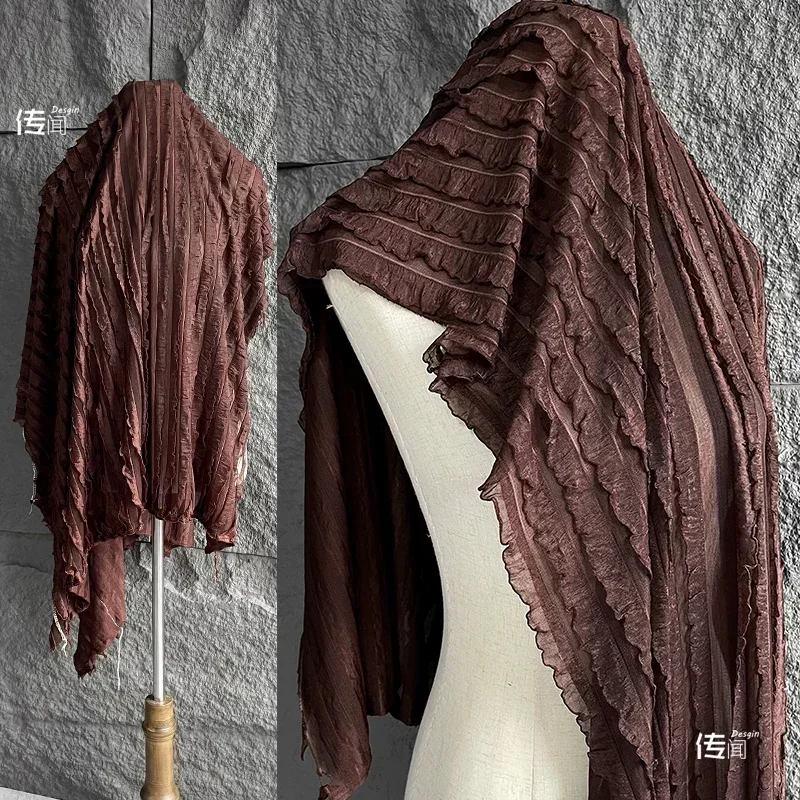 

Жаккардовая мягкая эластичная ткань кофейного цвета, платье, дизайнерская одежда, оптовая продажа, ткань «сделай сам», шитье на метр, материал