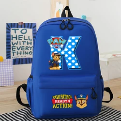 Paw Patrols Girls Boys Backpack Knapsack Student School Bags Letter A-Z Cartoon Anime Leisure Travel Bag Kids Birthday Gifts