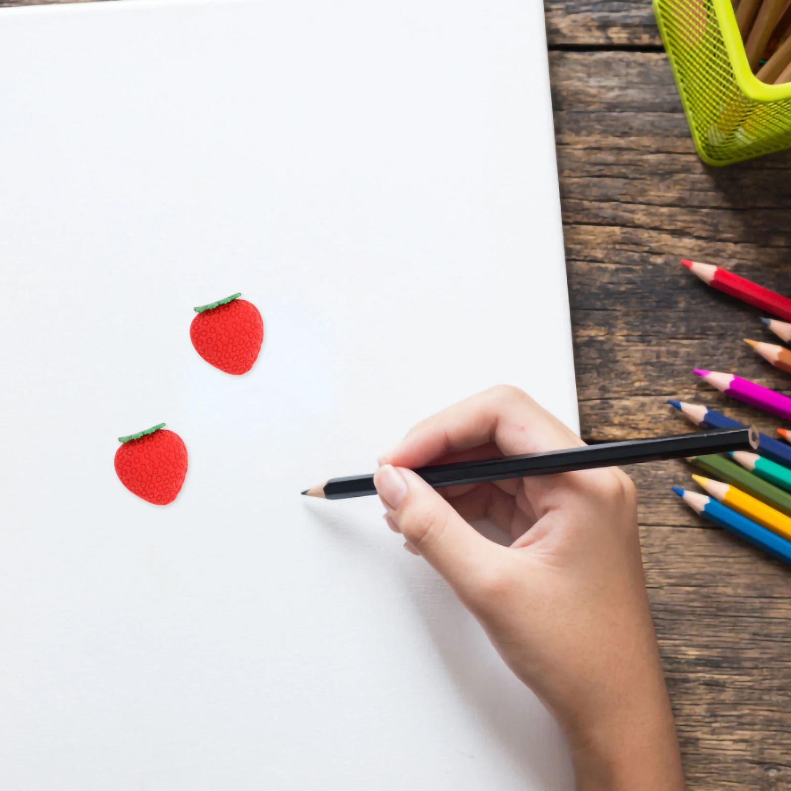 

40pcs Strawberry Eraser Mini Small Cute Pencil Erasers for School Household Office Supplies Wear-Resistant Kids Students