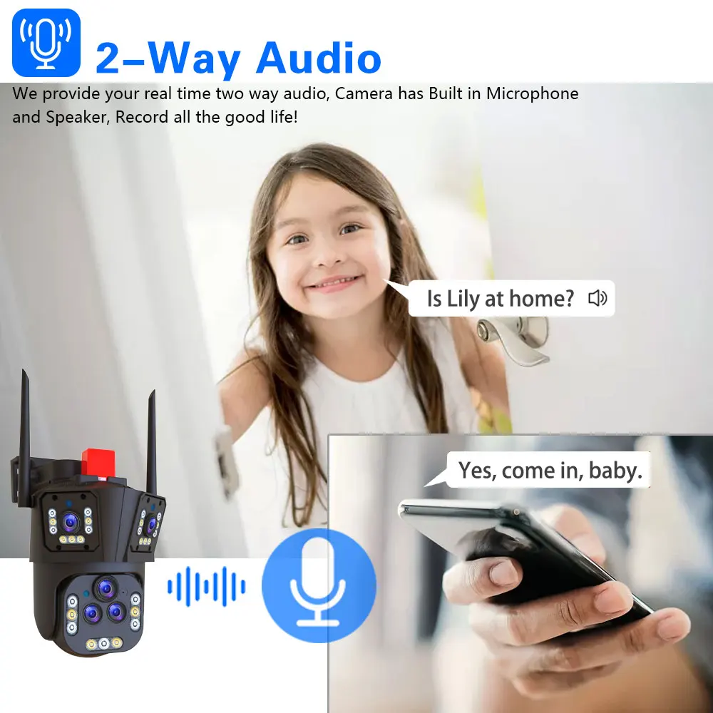 20MP 20X Zoom Outdoor WIFI Camera Five Lens 360 Degree View Waterproof Human Tracking Wireless Security PTZ IP Triple Camera