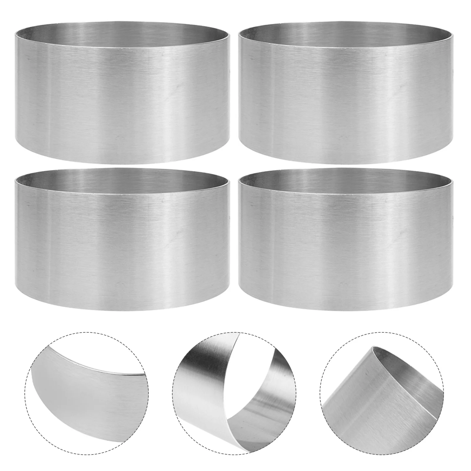 

4Pcs Stainless Steel Cake Rings Baking Mold Set Oil Resistant Smooth Surface Cake Collars for DIY Cooking Pastries Cookie