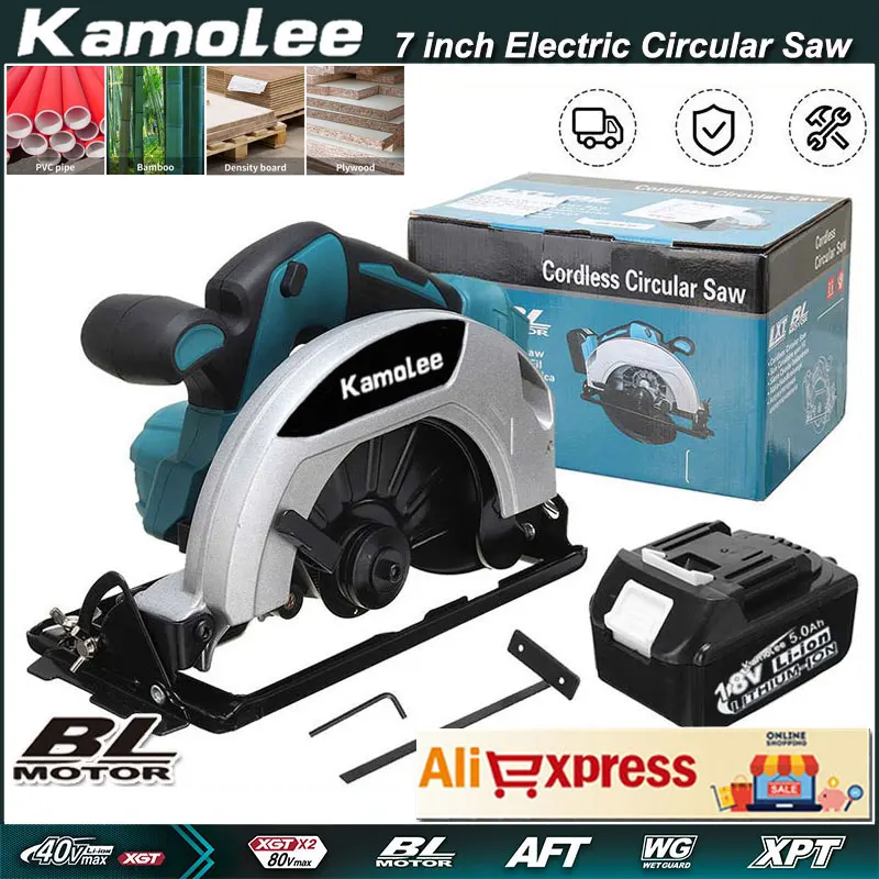 Kamolee Circular Saw 7 Inch Electric Power Tools  21V 6.0Ah 6000mAh Compatible for Makita 18V Battery.