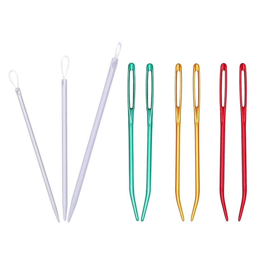 

9pcs Threading Apparatus Sewing Needle Inserter Nylon Thread Rod Large Hole Needle Random Color Household Threading