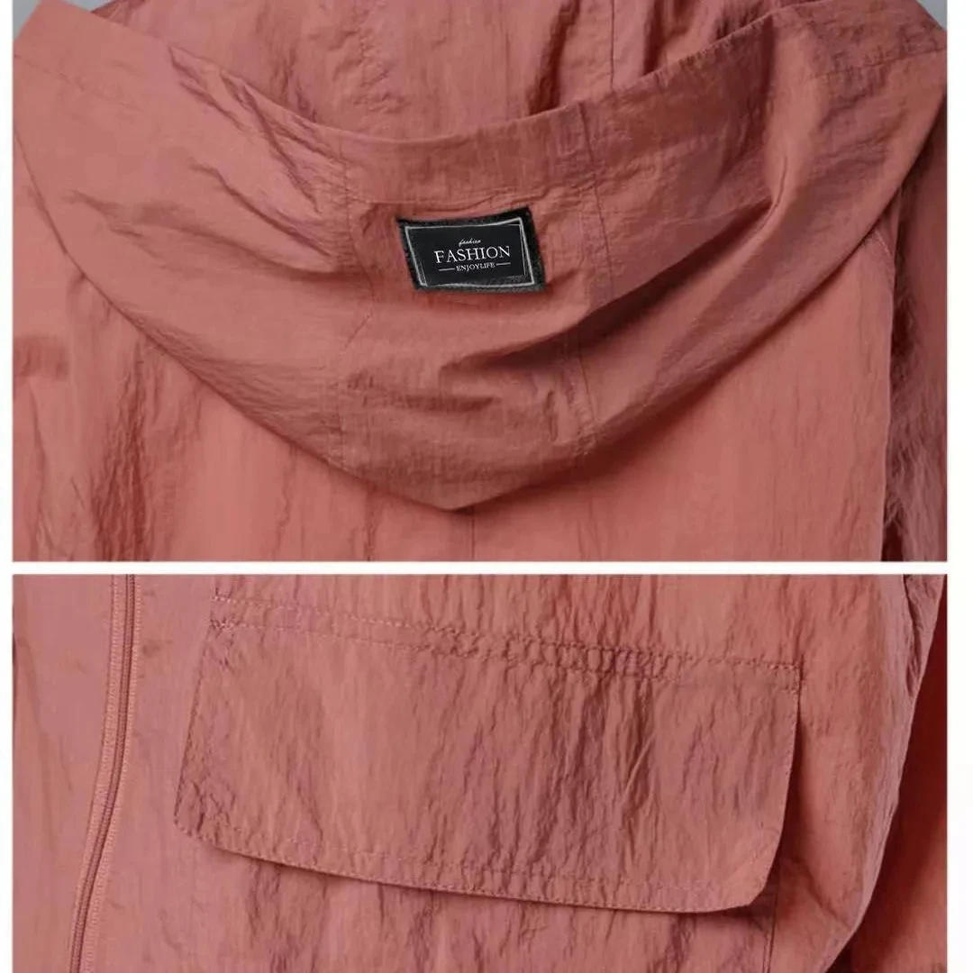 Dámský krátký lehký volný prodyšný sluneční ochranný oděv velké velikosti pohodlný trenčkot letní podzimní svrchní oblečení - náhled 6