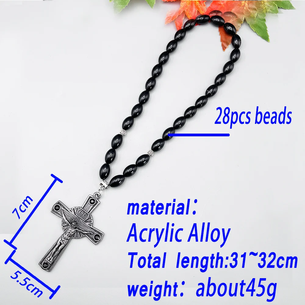 GS164  Pendants Exquisite Car Rearview Acrylic Black Silvery Alloy Drop Cross Prayer Orthodox Church Jesus Christ Ornaments