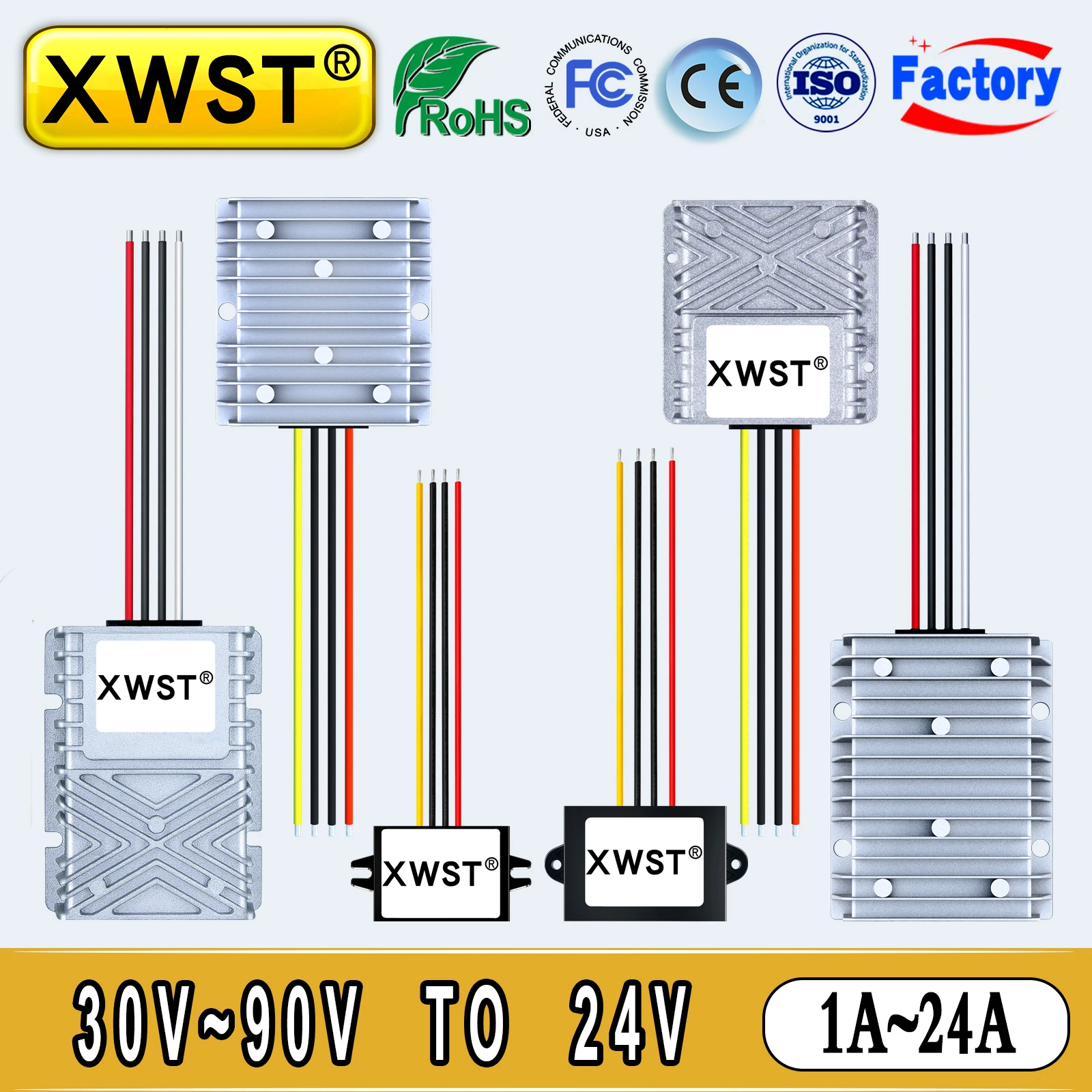 

DC DC Buck Converter 30-90V to 24V Step Down Power Inverter 36V 48V 60V 72V to 24V Voltage Regulator 1-24V Power Supply CE RoHS