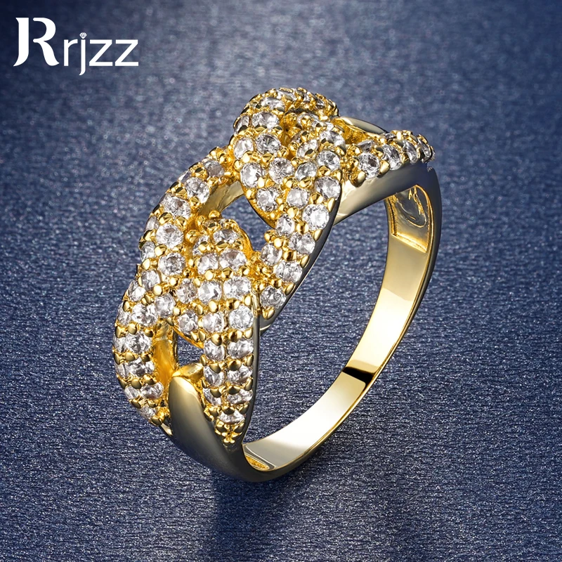 

Rrjzz стильный дизайн с пряжкой, кольцо для пары AAAAA Lab CZ с бриллиантом 14 К, серебро, золото, цвет, мужское и женское обручальное кольцо, ювелирные изделия