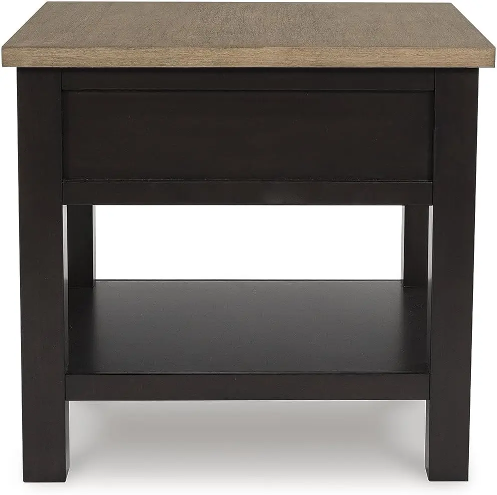 Proximity zmine-Table d'appoint décontractée avec 1 étagère inférieure, marron clair et noir