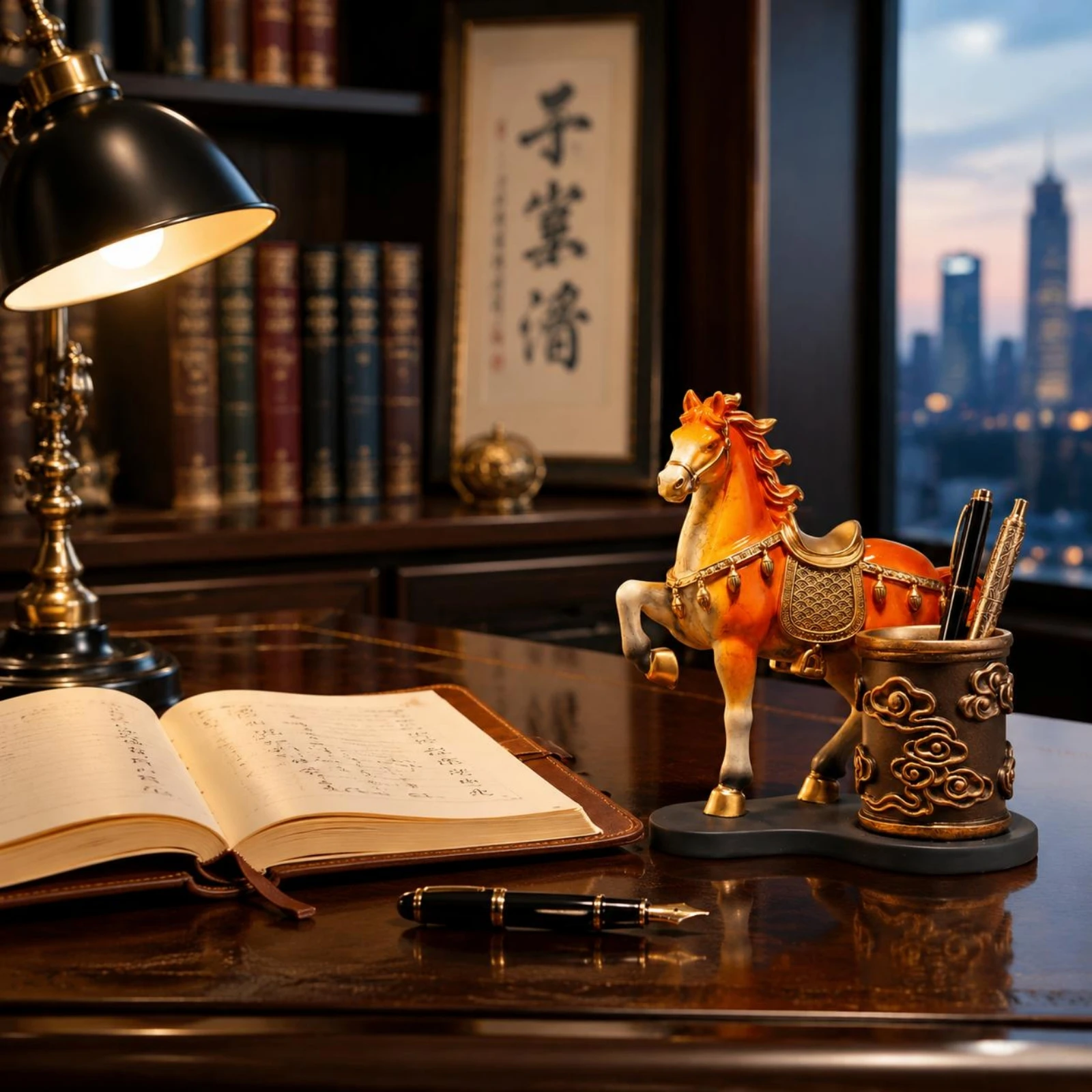 Horse Pen Holder Multifunctional Horse Desk Organizer Wooden Pen Holder Long-Lasting Office Decor Space-Saving for Study