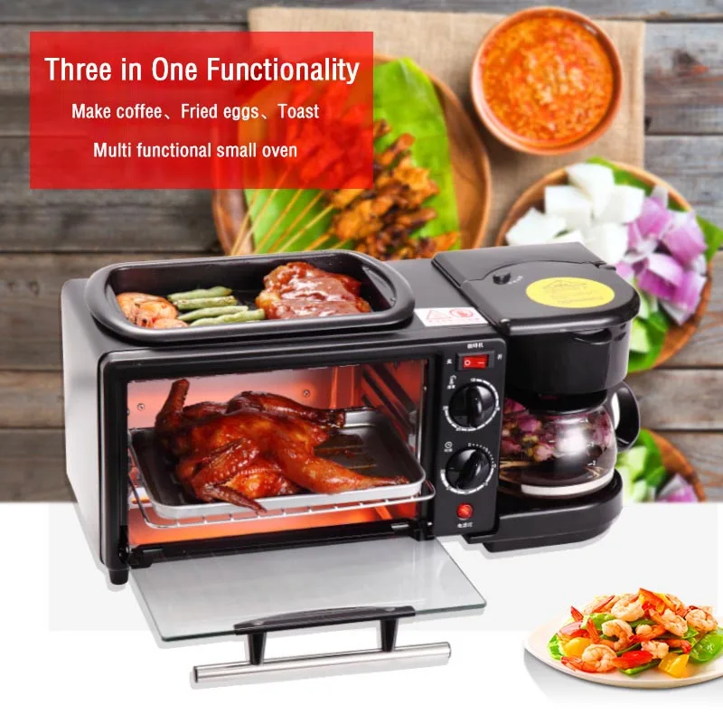 Household three in one breakfast machine multifunctional electric oven coffee pot