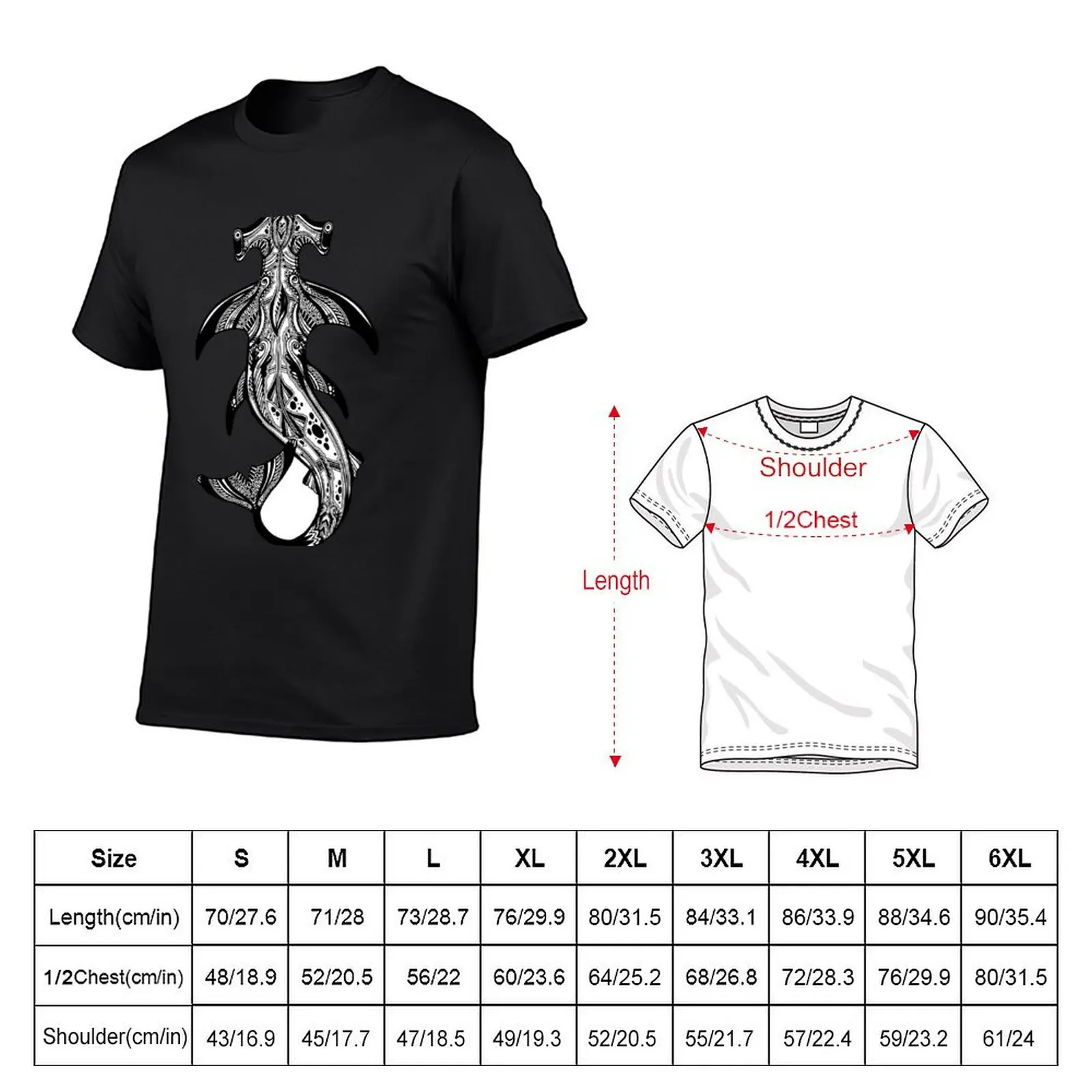 Highly detailed tribal wild Hammerhead shark T-Shirt tees essential t shirt boys whites cotton graphic tees mens t shirt graphic