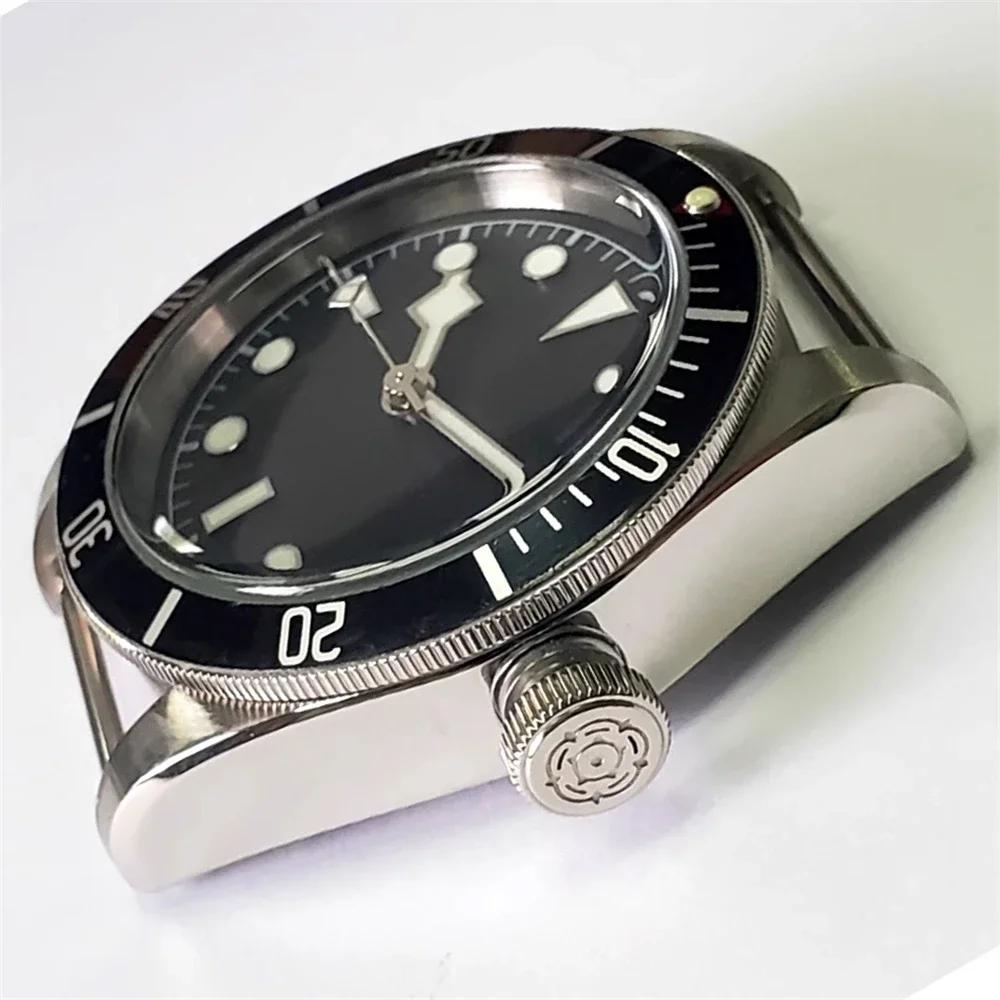 

Brushed Stainless Steel Watch Case 41mm 50M Waterproof Dense Bottom Aluminum Ring Mineral Glass Case for NH35 NH36 Movement DIY