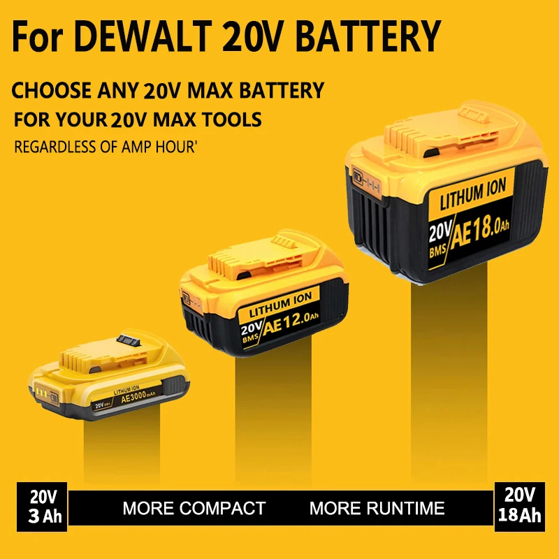✅6.0Ah 18V/20V For Dewalt Power Tool Battery Battery🔋  DCB200 DCB206 DCB205 DCF887 DCG405 DCD791 DCF850 DCD805 tool battery