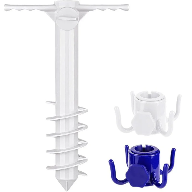 3/5 Spin Summer Umbrella Bases Beach Umbrella Stand with Hook Inserts Spiral Umbrella Plug Equipment Umbrella Ground Anchor