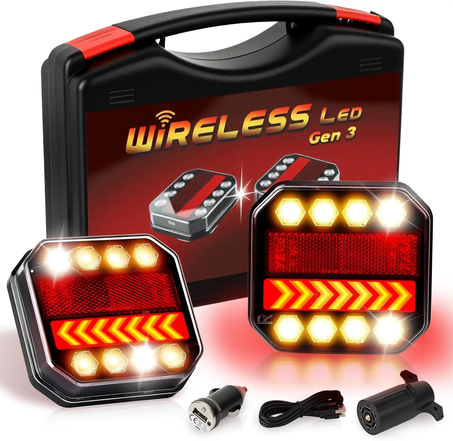 

Магнитные беспроводные фонари для прицепов, перезаряжаемый светодиодный комплект с защитой IP67, универсальные стоп-сигналы и указатели поворота для грузовиков, автодомов, лодок