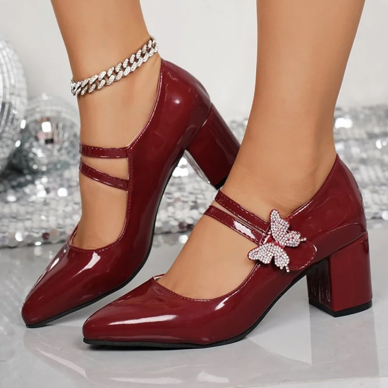 2026New Mary Jane shoes, elegant chunky heel shallow single shoes for women, fashionable and stylish