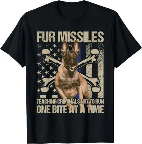 NEW LIMITED Fur Missiles Teaching Blue Line K9 Dog Unit Police T-Shirt