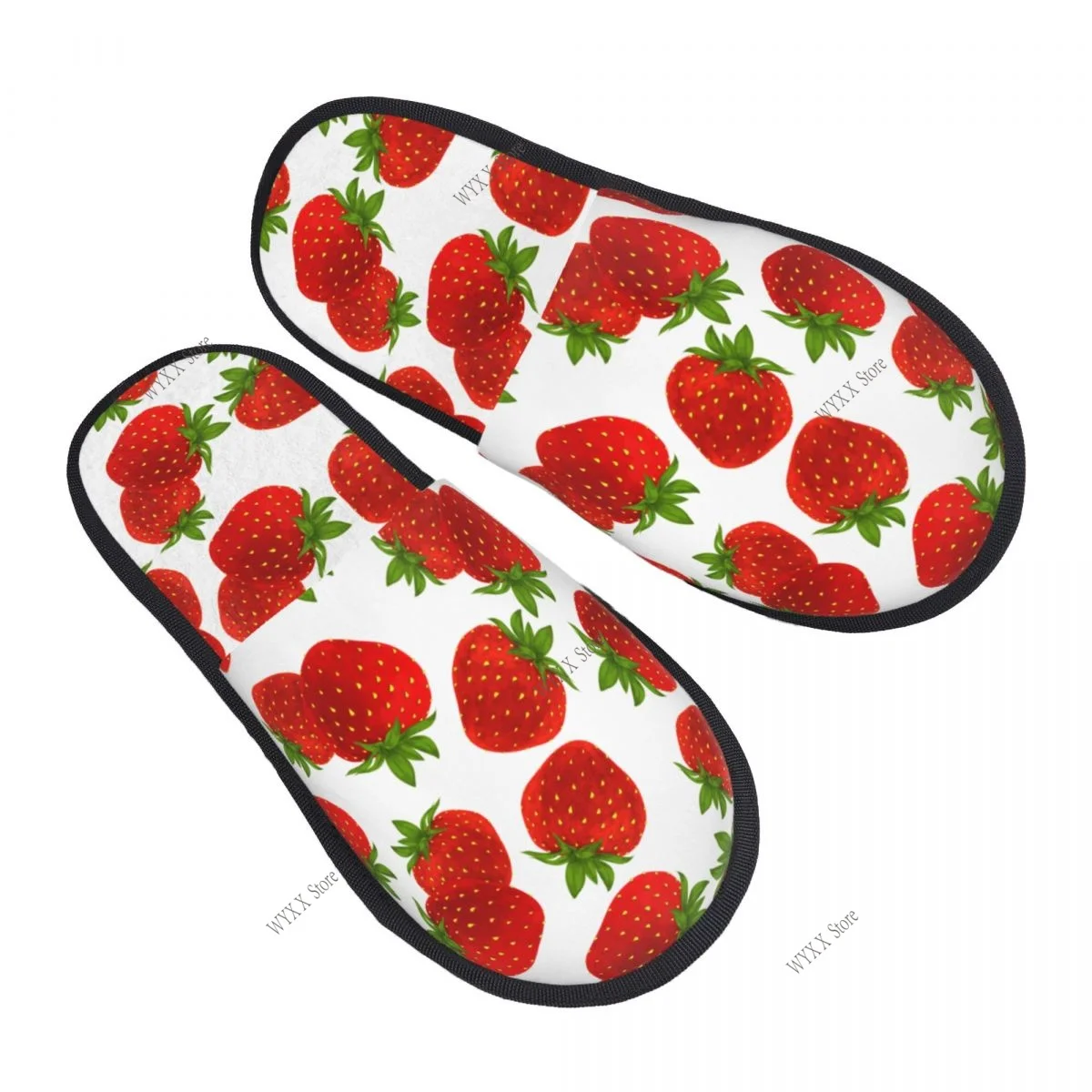 

Fur Slipper For Women Men Fashion Fluffy Winter Warm Slippers Fresh Strawberries House Shoes