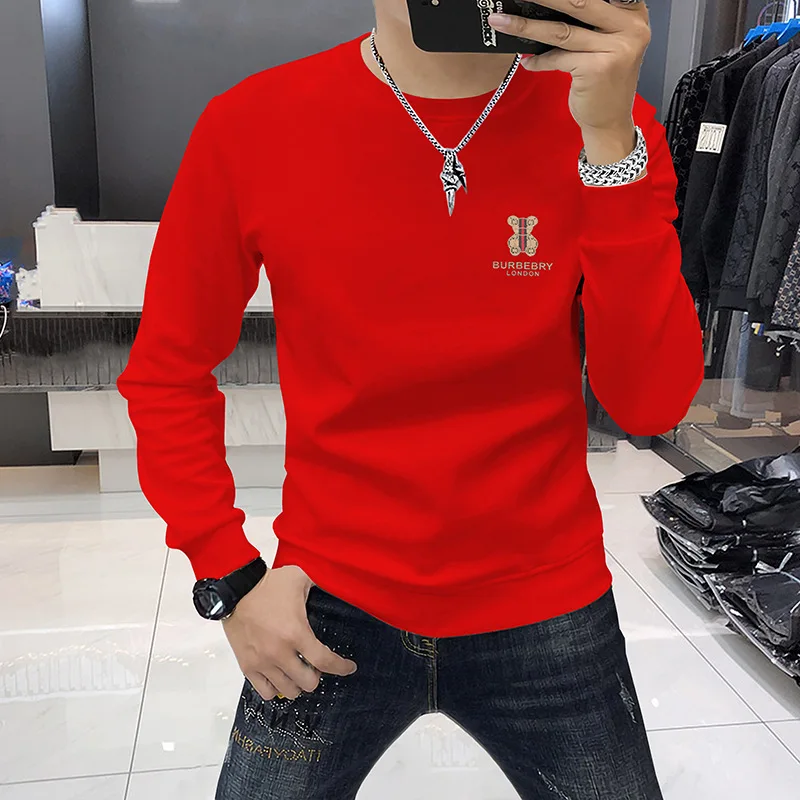 Men's Hoodie Minimalist Bear luxury brand Long Sleeve Sweatshirt Pullover Winter Thick Velvet Round Neck Tops All-match Clothing