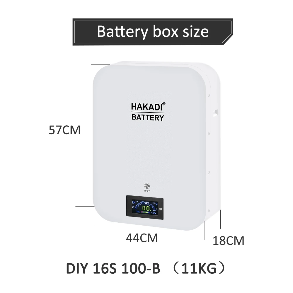 HAKADI 48V100A DIY BOX with 2A active balancer 100A Smart BMS CAN/RS485 for 4.8kwh EVE 100LA 100M LIFEPO4 BATTERY Grade A