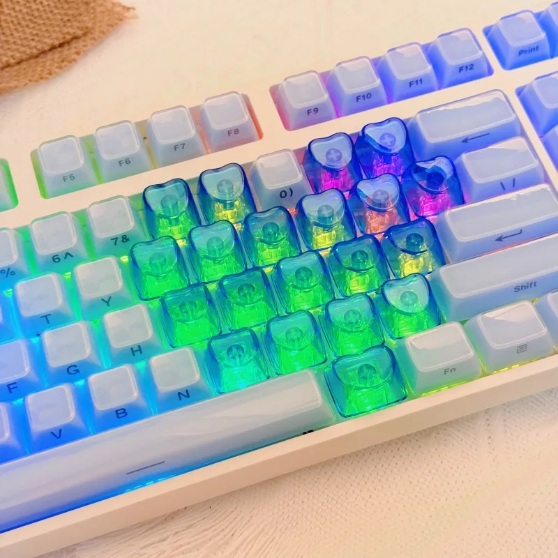 

Love powder keycap mechanical keyboard 21 keys transparent PC two-color 0EM height DIY supplementary key