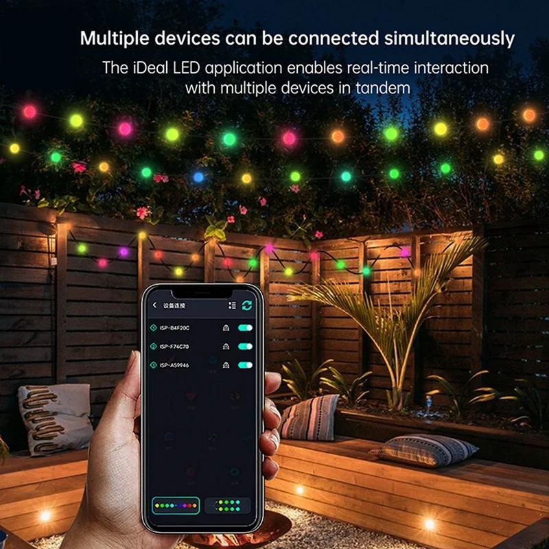 Smart LED RGB String Light Outdoor Decoration DIY Home Decor String Lights Lamp Waterproof Night Light Camping Light Durable