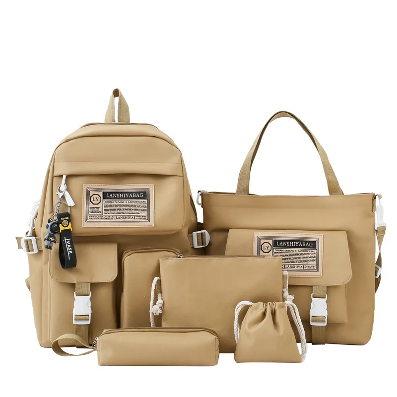 배낭 간단한 대용량 여행 배낭, 중학생 학교 가방, 세트당 5 개