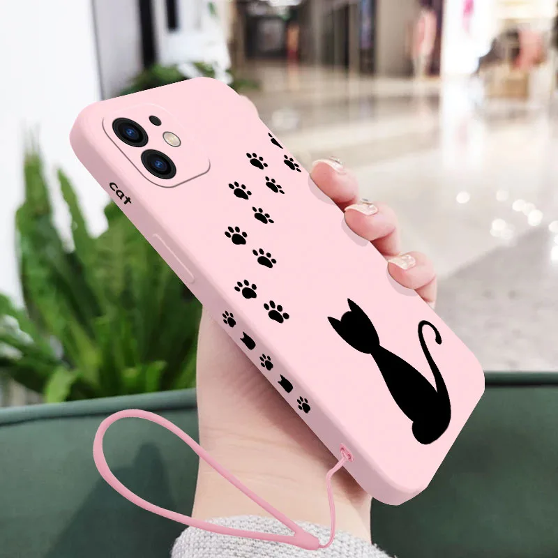 Cat Footprints Phone Case For Samsung A54 A34 A73 A53 A33 A23 A14 A13 A03 A03S A04 A04S A04E A72 A52 A52S A32 A22 A71 A51 4G 5G