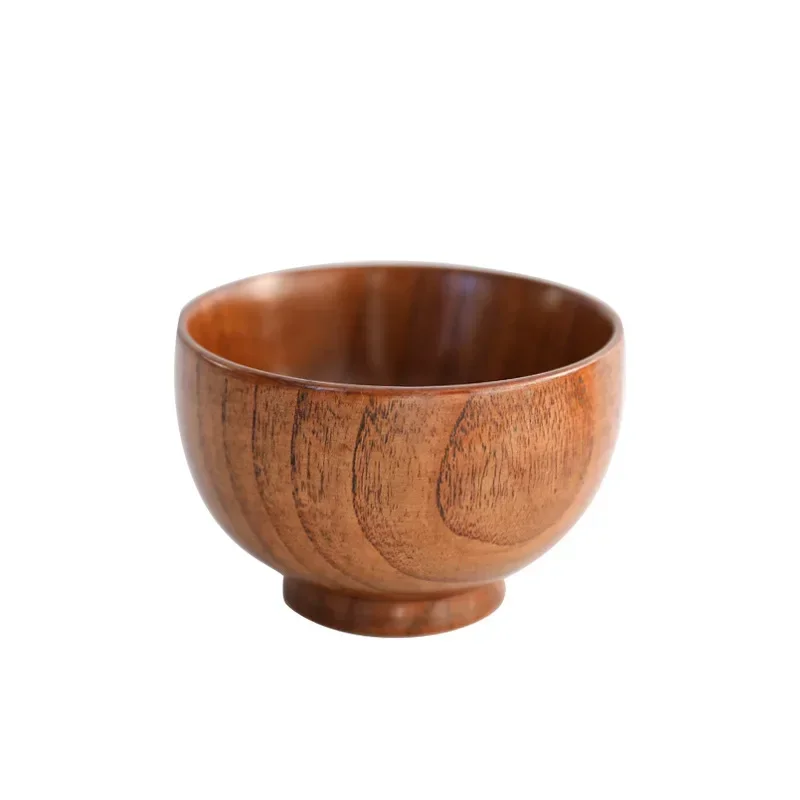 

Wooden Bowl for Kids, Large Small, Japanese Style, Food Container for Rice Soup Salad, Tableware Utensils, 1Pc