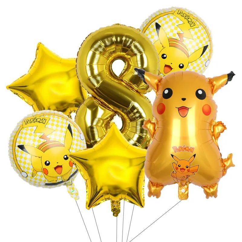 Pokemon themed balloon digital balloon set for children's birthday Pikachu aluminum foil ball party decoration toys for Children