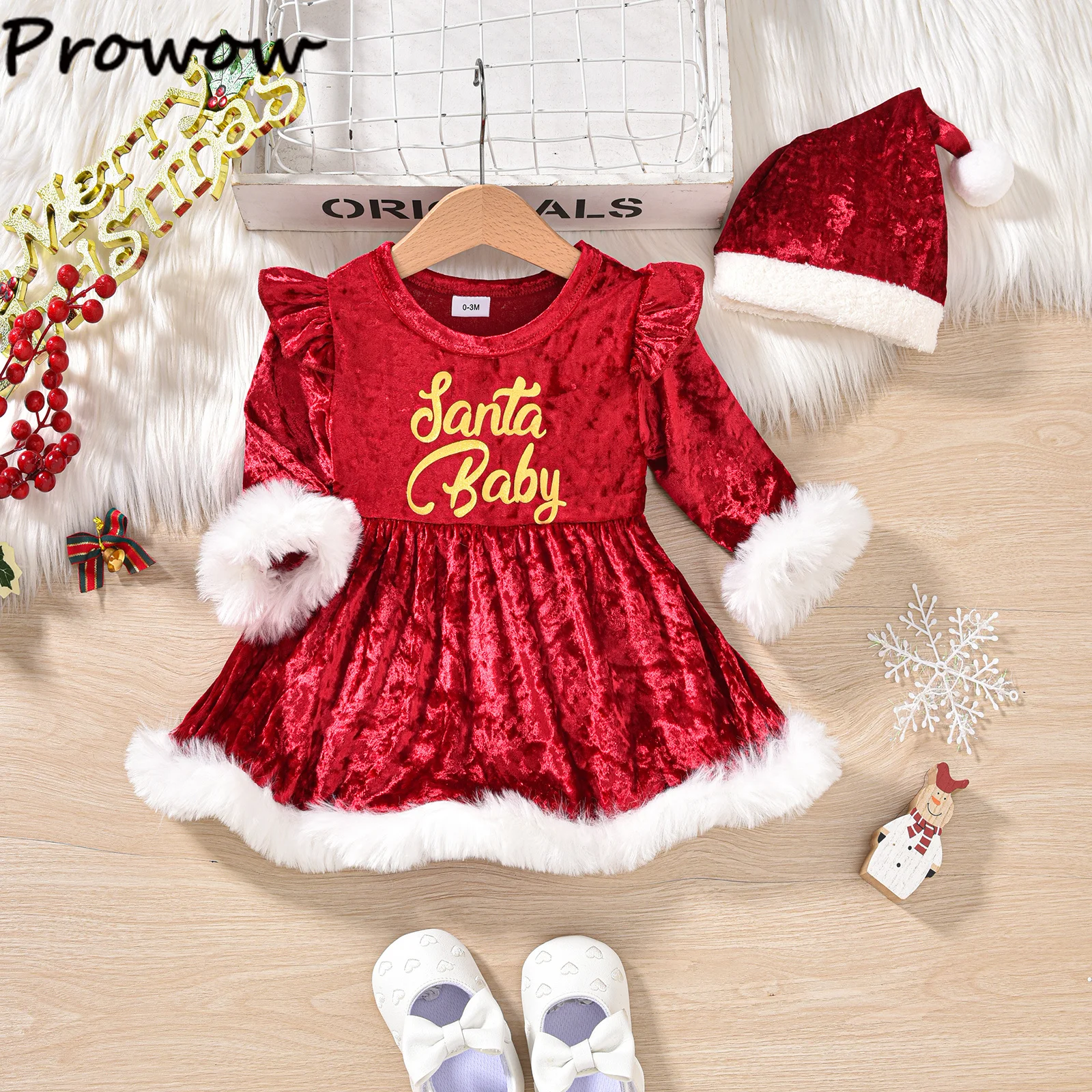 Baby Christmas Bodysuit Dresses For Girls Letter Printed Plush Velvet Romper 2025 My First New Year Party Newborn Costume