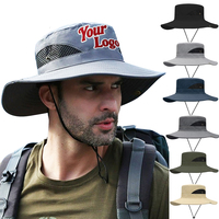 Custom Logo Wide Brim Mesh Breathable Men Bucket Hats Print Multifunctional Outdoor Sunshade Hat Waterproof Women Fishing Caps
