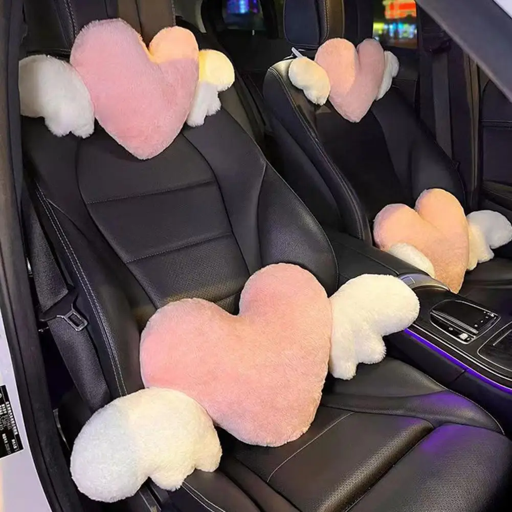 Car Pillow Breathable Heart Shape Car Headrest Pillow for Neck Support Seat Back Cushion Wear-resistant Decoration Accessory