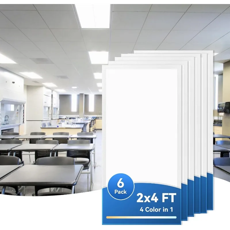 

Комплект из 6 светодиодных плоских панелей 2x4, потолочный светильник, 40/50/60 Вт, выбираемый, до 6600 лм, 4CCT 3000K/4000K/5000K/6000K, переключаемый, 0-10 В