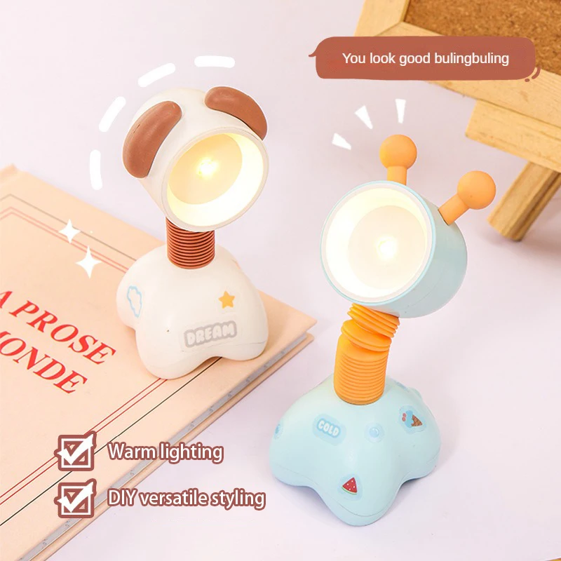 

Cartoon Giraffe LED Night Light With Decoration Sticker Neck Bendable Giraffe Desktop Table Lamp Reading Light Creative Gifts